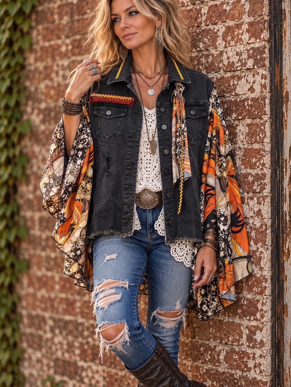 Eric Clapton Graphic Black Denim Jacket - Upcycled